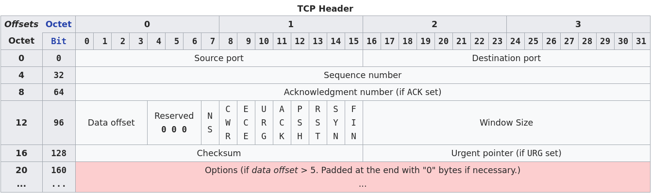 TCP协议头数据包